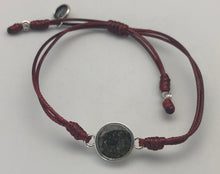 Dune Jewelry Touch the World Humanitarian Medical Care 7 Continents Sand, Maroon String & Staff of Hermes Charm Bracelet