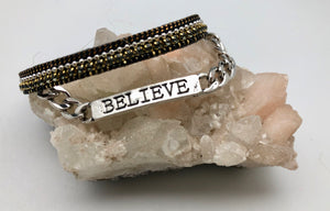 Good Works Make A Difference Angel Inspirational Word ID Double Cuff Bracelet