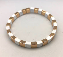 Caryn Lawn Tiny Tile White and Gold Bead Bracelet