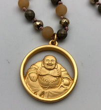 Bhakti Panda Peaceful Joy Gold Buddha Pendant Mala Necklace