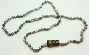 Cheryl Dufault Designs Labradorite Mala Bead Necklace with African Wedding Rings