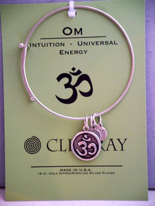 Clea Ray Silver Bangle Bracelets with Spiritual Symbol Charms