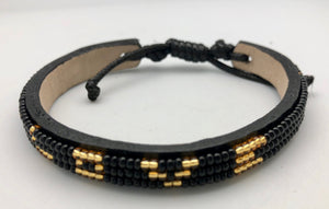 Love Is Project Adjustable Black & Gold Bead Skinny Love Bracelet