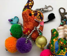 Lucky Elephant Key Chain with Bells and Pom Poms