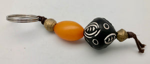 African Trade Beads Mali Amber Bead Key Ring