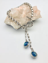 Vanessa Mooney Aqua Swan Rhodium Chain Bracelet with Blue Dangle Charms