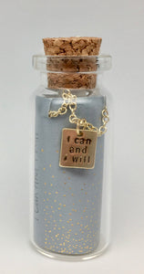 Lucky Feather Message in A Bottle Necklace