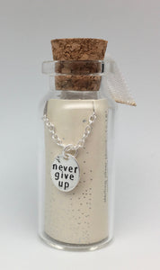 Lucky Feather Message in A Bottle Necklace