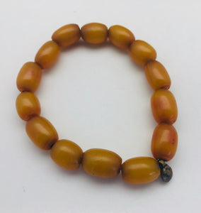 African Trade Beads Mali Amber Bead Stretch Bracelet