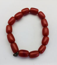 African Trade Beads Mali Amber Bead Stretch Bracelet