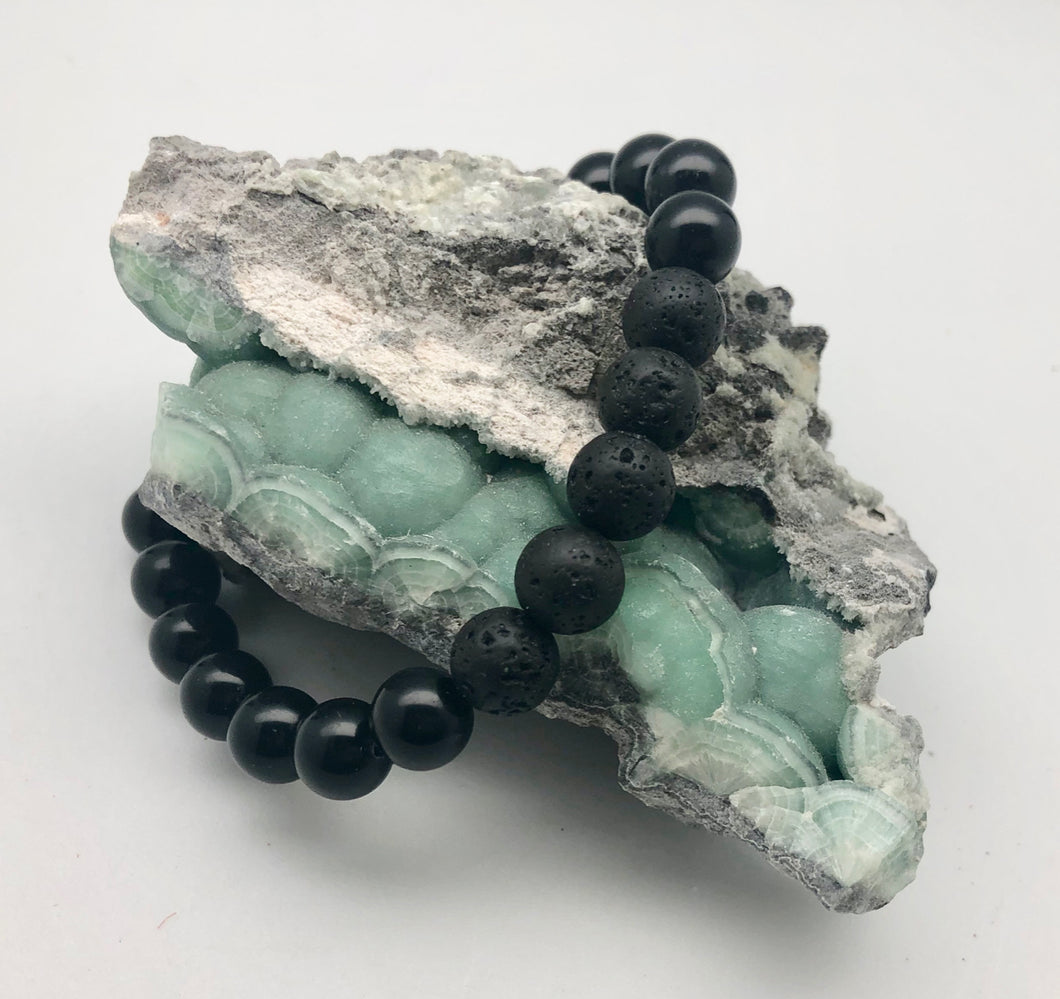 Aromatherapy Obsidian Lava Stone Mala Bracelet