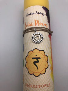 Solar Plexus Chakra Candle with Silver Charm Necklace - Wisdom & Power