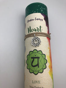 Heart Chakra Candle with Silver Charm Necklace - Love