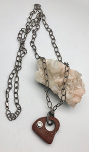 Cheryl Dufault Designs River Stone & Aquamarine Pendant Necklace