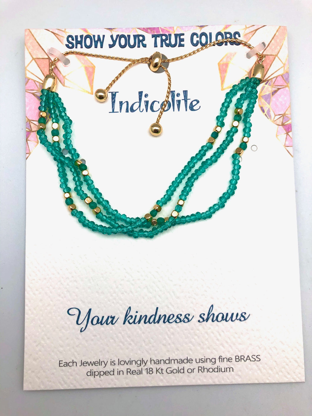 Your Kindness Shows Indicolite and Gold Affirmation Slip Bracelet