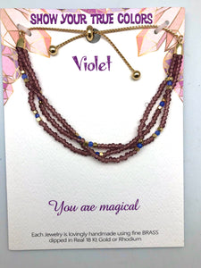 I am Magical Violet and Gold Affirmation Slip Bracelet