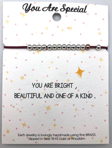 You Are Special One of a Kind Gold and Silver Bead Friendship Bracelet