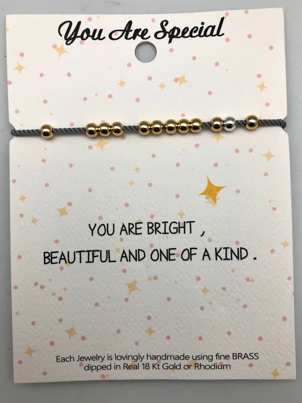 You Are Special One of a Kind Gold and Silver Bead Friendship Bracelet