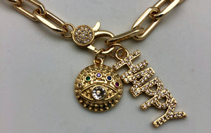 Bhakti Panda Happy Life Gold Chain Eye Charm Necklace
