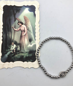 Mini St. Michael Guardian Angel Elastic Bead Bracelet