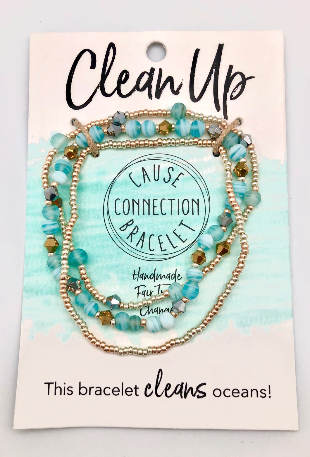 World Finds Cause Connection Clean Up Clean Oceans Bracelet Set - Fair Trade