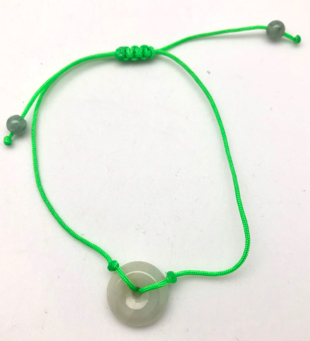 Jade by Nikolai Green Jade Circle Charm Neon Silk Bracelet - Hope and Health