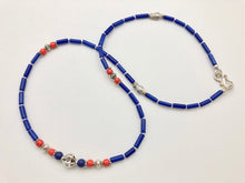 Nepali Blue Serenity Lapis & Coral Small Bead Necklace