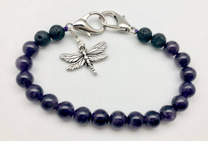 New Beginnings Amethyst Bead Aromatherapy Key Keeper with Dragonfly Charm