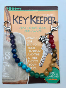 Balanced Chakra Rainbow Bead Key Keeper with Elephant Charm