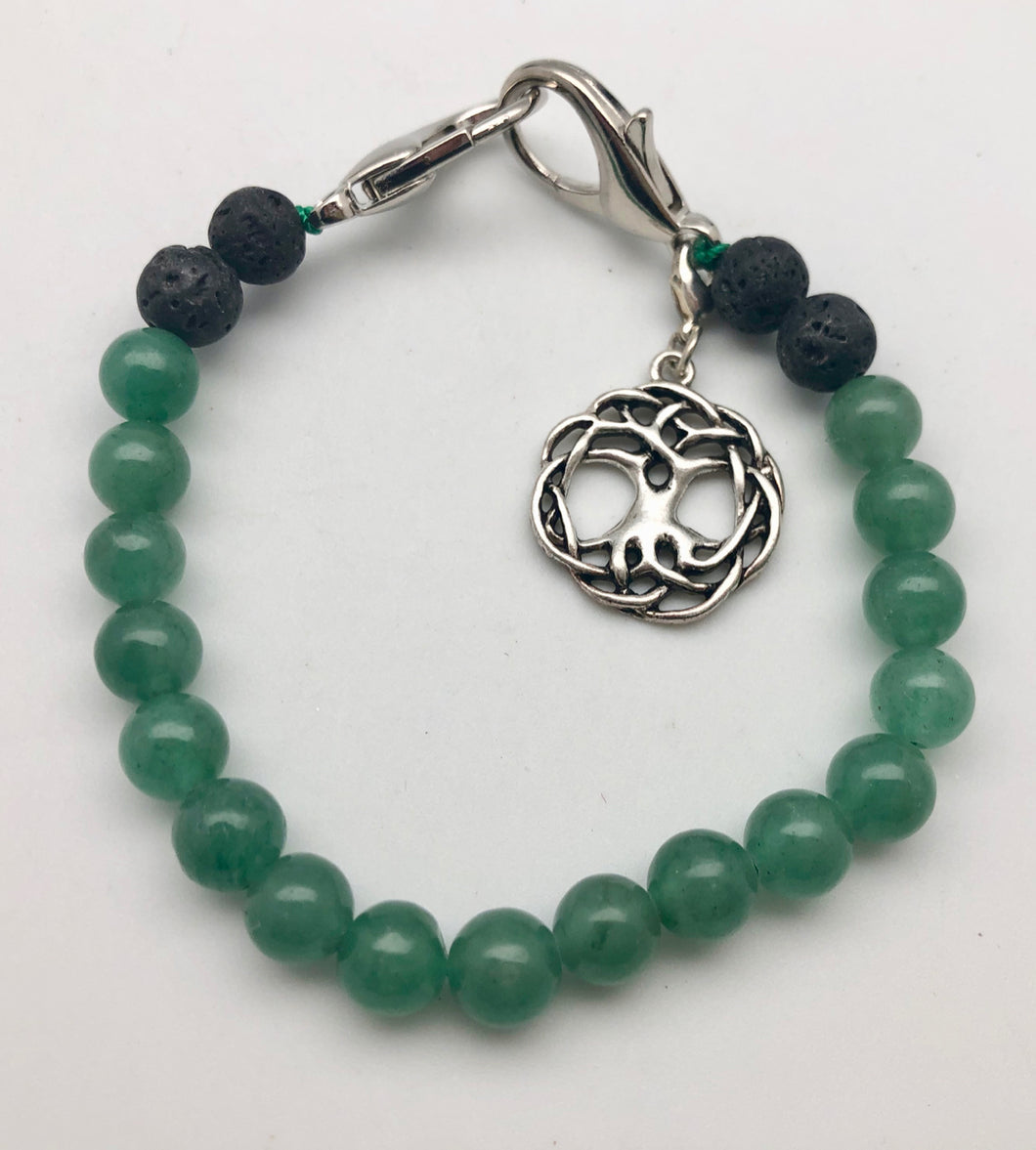 Strength and Stability Aventurine Bead Aromatherapy Key Keeper with Tree of Life Charm