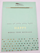 Lucky Feather Morse Code Happy Gold Bead Necklace