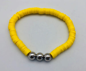 Love Lisa Neon Yellow Disc Bracelet with Gold Beads