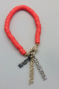 Love Lisa Coral Disc Bracelet with Crystal Charm Catcher