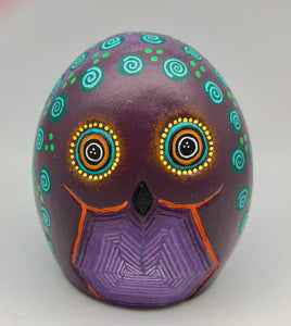 Mexican Oaxaca Alebrije Wisdom Owl Figurine - Purple