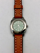 Peyote Bird Small Turquoise Face Watch with Natural Overstitched Band