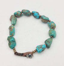 Peyote Bird Blossoming Health Turquoise Nugget Bracelet with Silver Flower Clasp