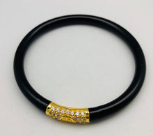 BuDhaGirl Black and Gold All Weather Buddhist Prayer Bangle Bracelet