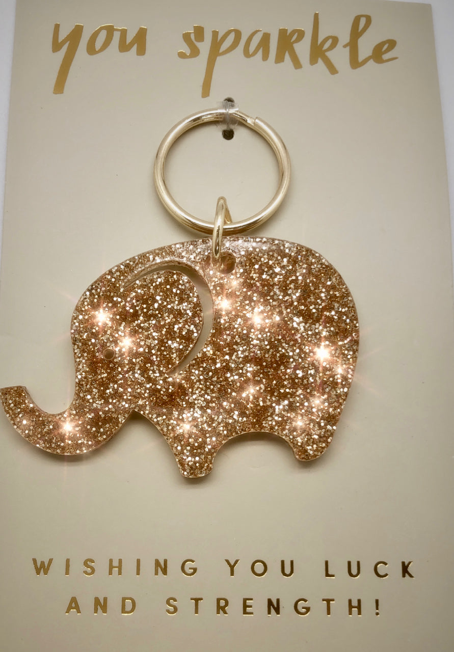 Lucky Feather You Sparkle Elephant Key Ring - Wishing You Luck and Strength