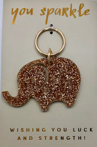 Lucky Feather You Sparkle Elephant Key Ring - Wishing You Luck and Strength