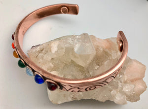 Nepali 7 Stone Copper Chakra Magnetic Cuff Bracelet