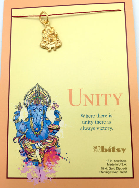 Bitsy Gold Ganesh Charm Necklace - Unity