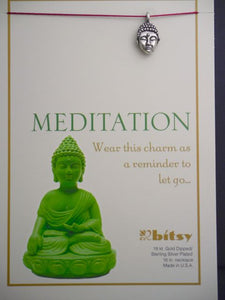 Bitsy Inspirational Silver Buddha Charm Necklace - Meditation
