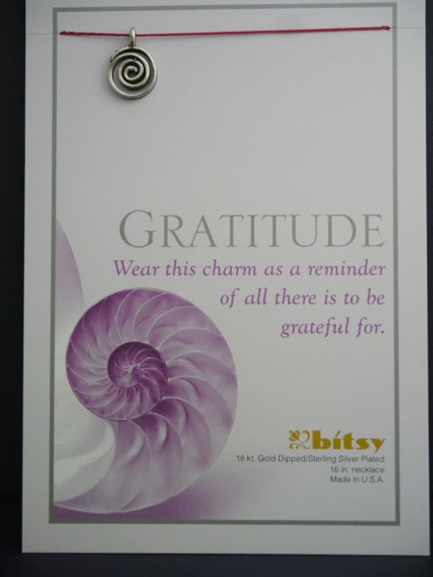 Bitsy Inspirational Spiral Charm Necklace - Gratitude