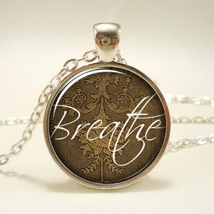 Serenity Breathe Pendant Under Glass on Chain Necklace