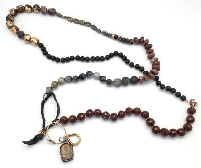 Cheryl Dufault Designs Convertible Carnelian and Buddha Bead Mala Necklace