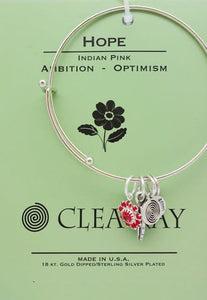 Clea Ray Silver Flower Affirmation Bangle Bracelets