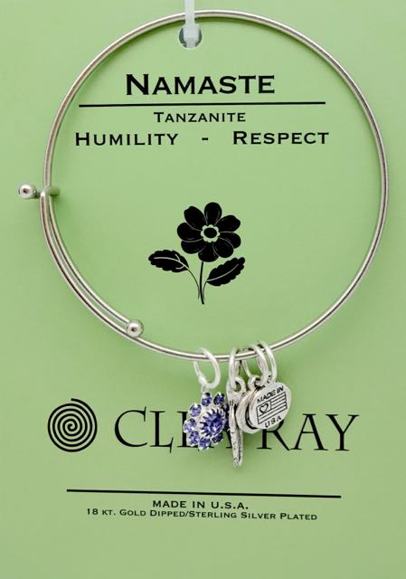 Clea Ray Silver Flower Affirmation Bangle Bracelets The Treasure
