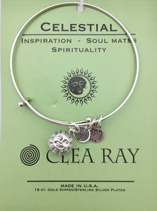 Clea Ray Silver Bangle Bracelets with Inspirational Charms