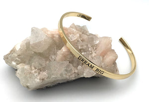 Gold Affirmation Bangle Bracelet - Dream Big