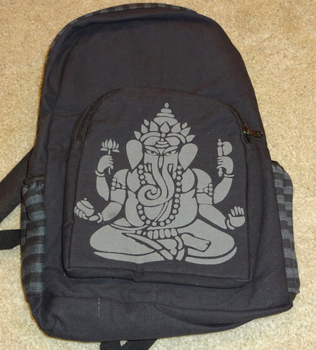 Ganesh Remover of Obstacles Black Cotton Backpack